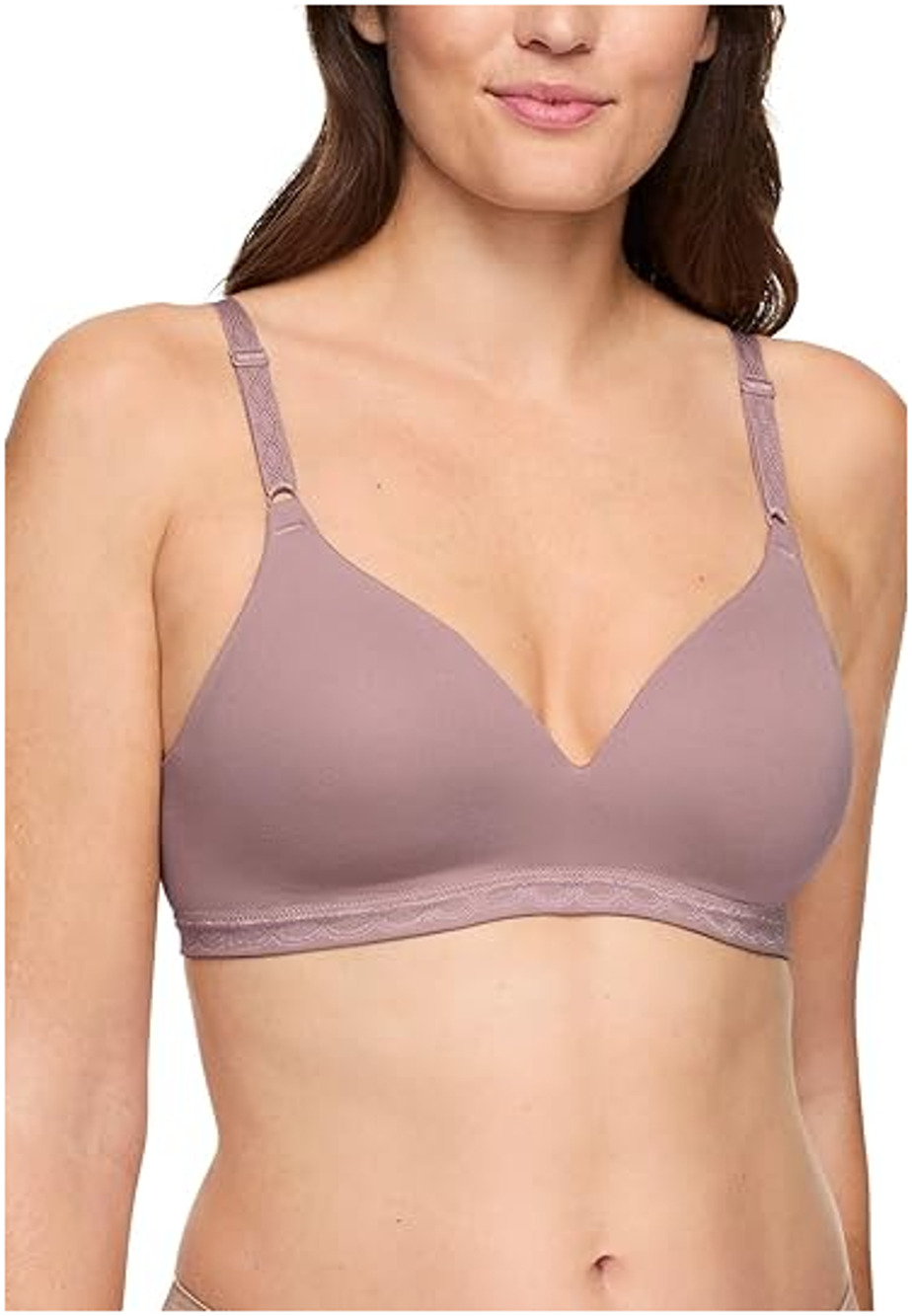 NWT Warners Cloud 9 Super Soft Wireless Comfort Bra 34B Dark Pink Beige WR1269